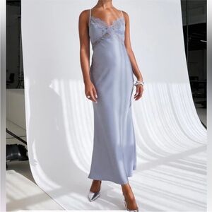 Sincerely Jules Ice Blue Satin Dress